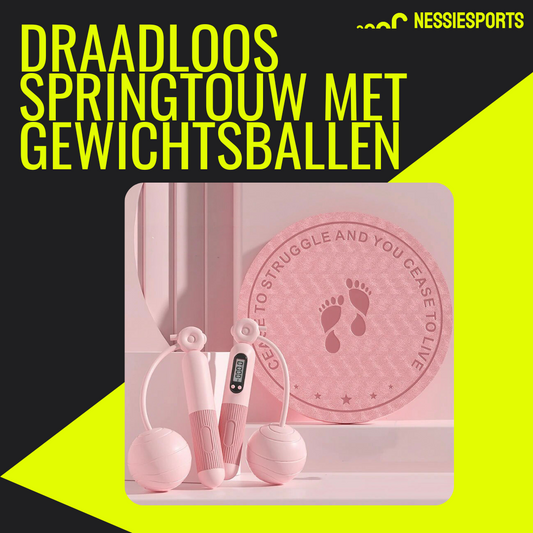 Draadloos Springtouw met Gewichtsballen – Tangle-Free, Perfect voor Thuis Workouts